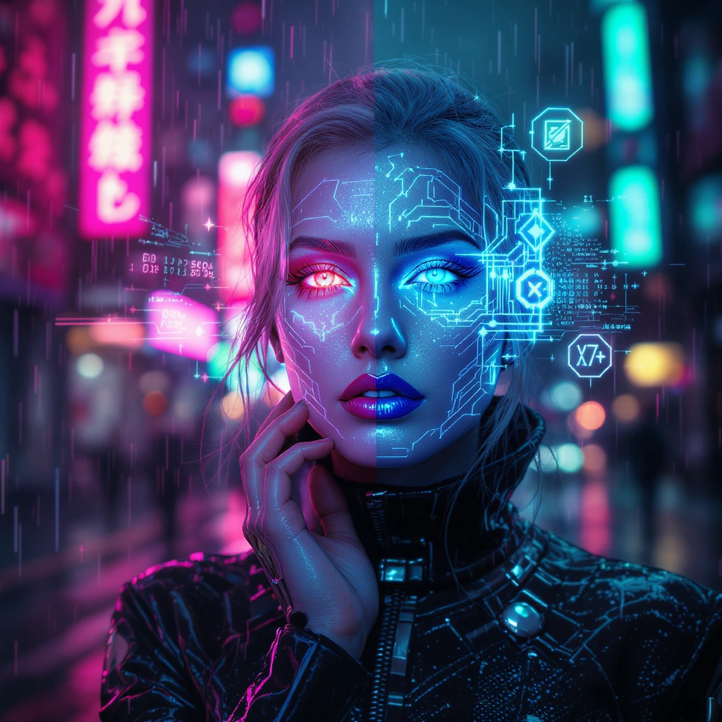 Cyberpunk Neon Portrait — Your Photo — Flux 1.1 Pro
