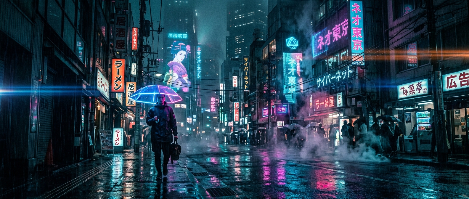 Neon Cyberpunk City Street